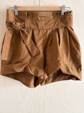 Vanessa Bruno High-Waist Tie Paperbag Shorts - Brown